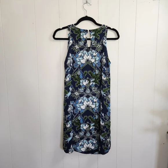 Massimo Dutti Blue Floral Sleeveless Midi Dress Summer Dressy Luxury Size 6 - Picture 3 of 12